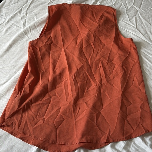 Ralph Lauren Sleeveless Blouse | Bright Orange V-Neck Top | Workwear Chic Size 6 - Picture 4 of 5